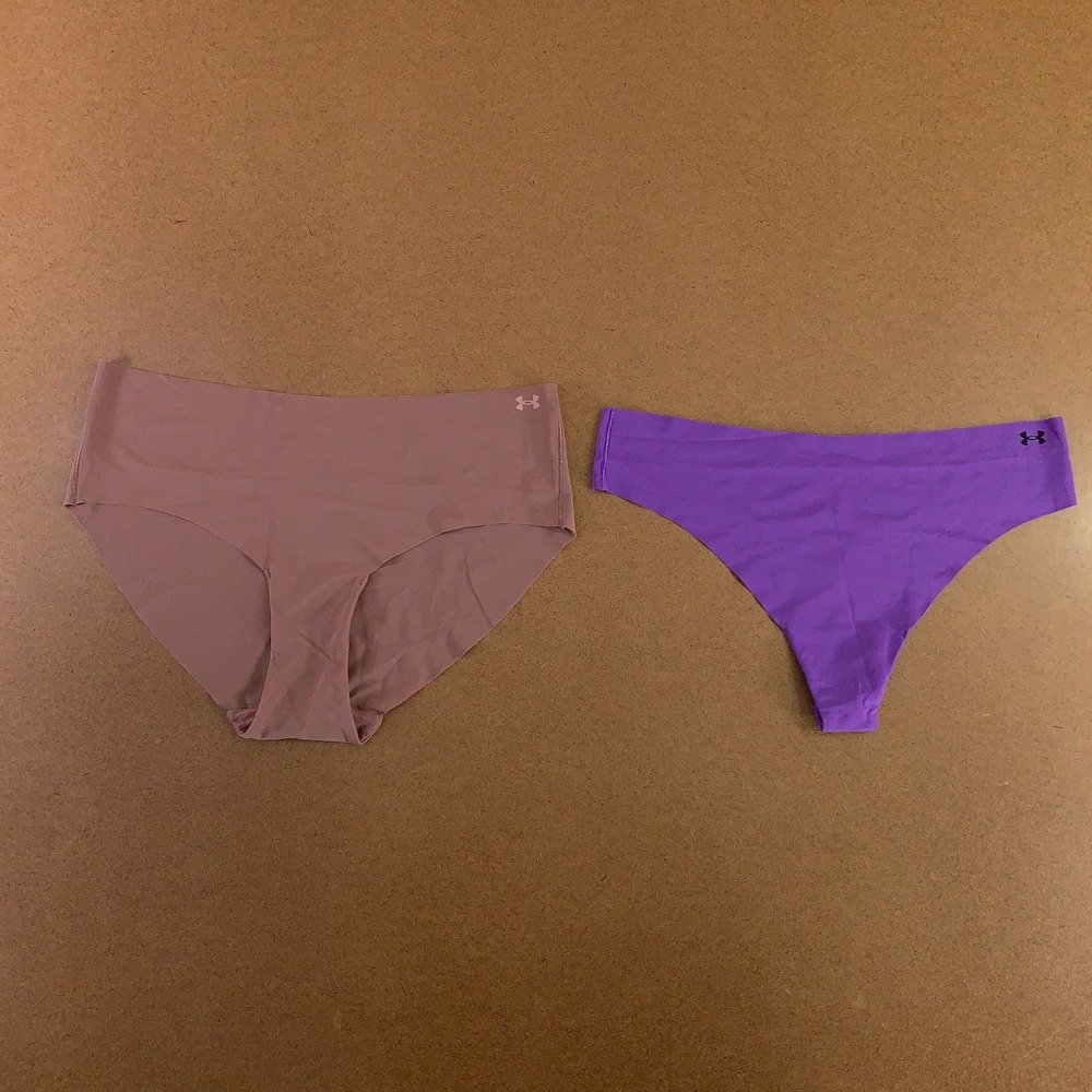 Under Armour Womens Large Purple Thong Clay Hipster Panties 2 Pieces New *Flaw